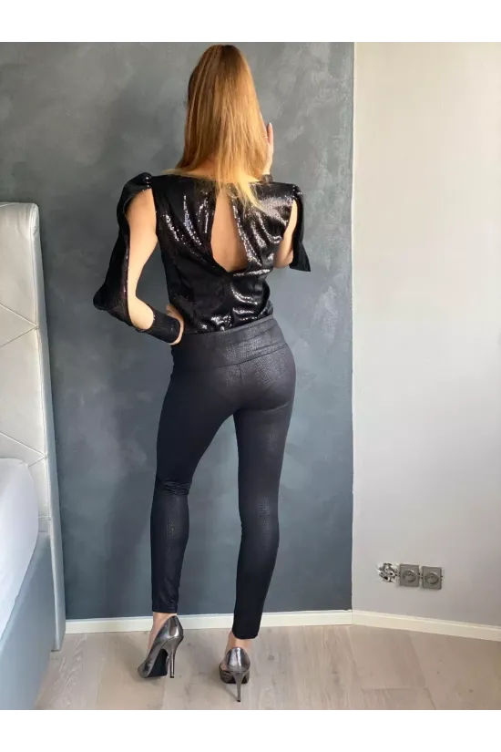 Luxury flitrové sexy body s prostřiženými rukávy