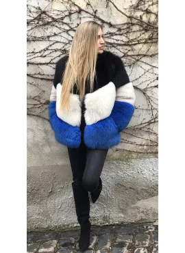 Fashion tříbarevný kožich z lišky