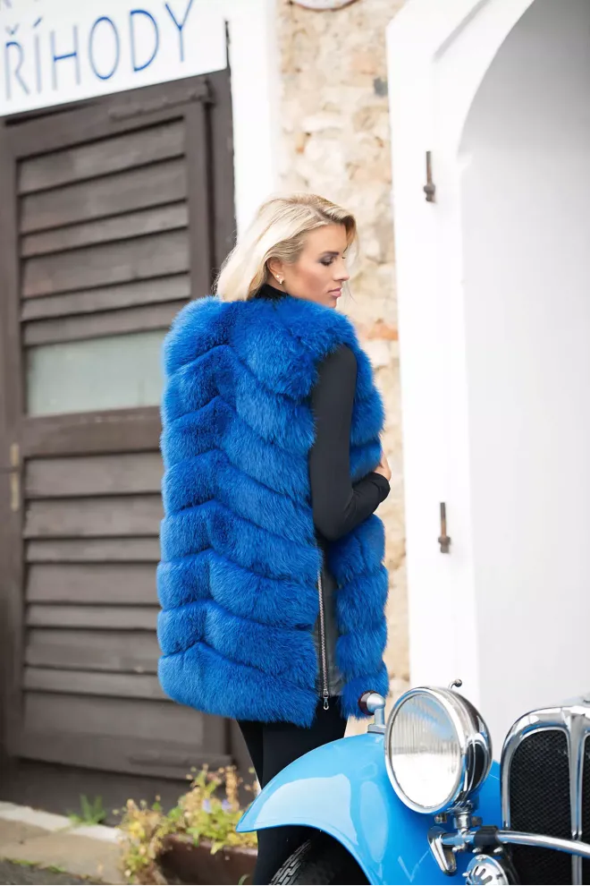 Kožešinová vesta z lišky Royal blue