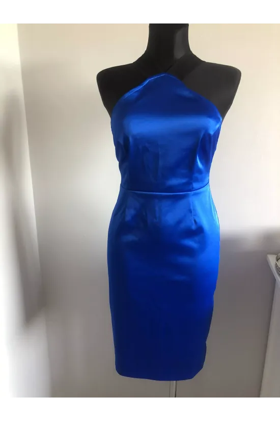 Elastické royal blue šaty s holými zády