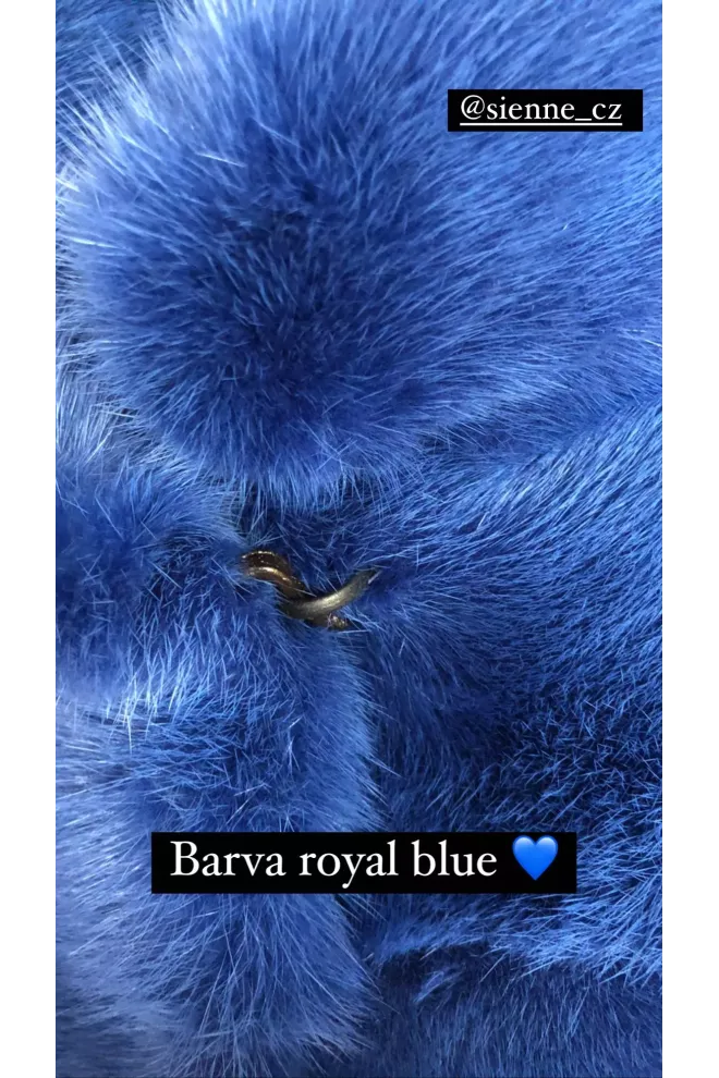 Luxusní norkový kabátek v barvě ROYAL BLUE