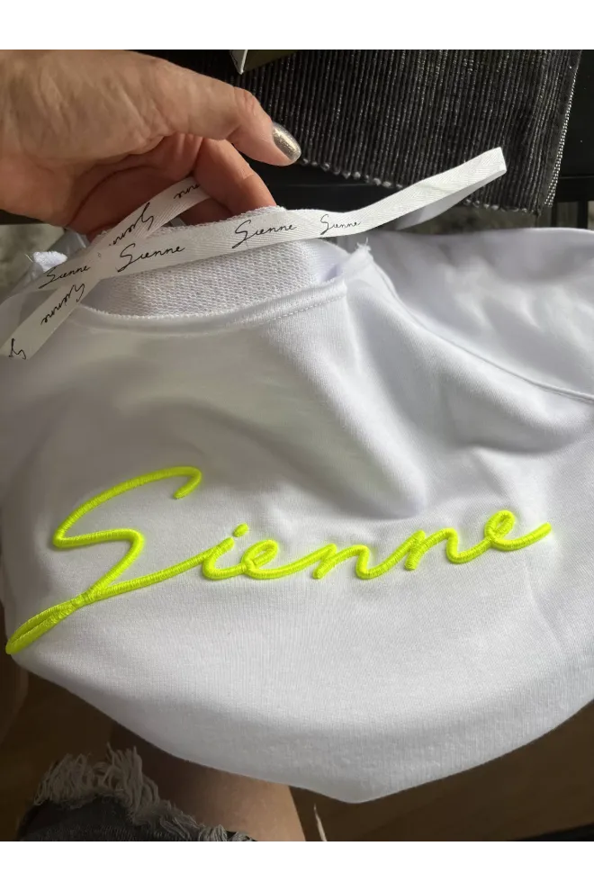 Fashion tepláková mikina s 3D logem Sienne - Neon žlutá